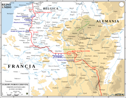 Mapa operativo del frente occidental entre 1915 y 1916