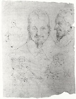 Hojas con dibujos parciales del papa atribuidas como posibles apuntes de Velázquez