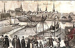 Bremerholm en la década de 1620, detalle de un grabado de Hugo Allard
