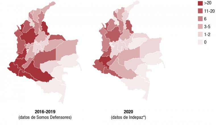 Gráfico de asesinatos por departamento