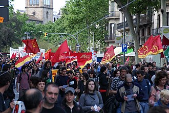 Manifestación del Día de los Trabajadores en Barcelona en 2009