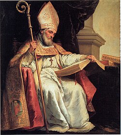 Retrato e ilustración de Isidoro de Sevilla, autor de la Historia Gothorum.