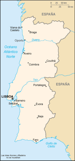 Mapa detallado de Portugal Continental