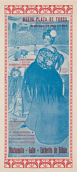 Cartel taurino diseñado por Ramón Casas en 1913