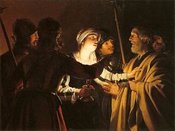 La negación de San Pedro por Gerard van Honthorst.