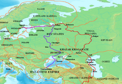 Mapa de las principales rutas comerciales vikingas.