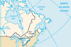 Mapa histórico del Alto y Bajo Canadá.