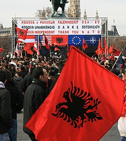 Celebración pública de la independencia de Kosovo.