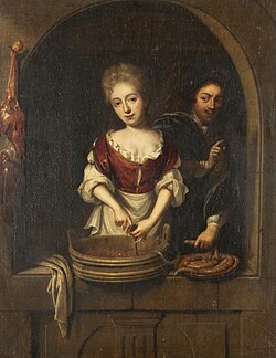 Pintura de Reinier de la Haye sobre la elaboración de salchichas