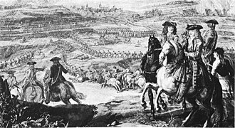 Grabado histórico de la Batalla de Schellenberg