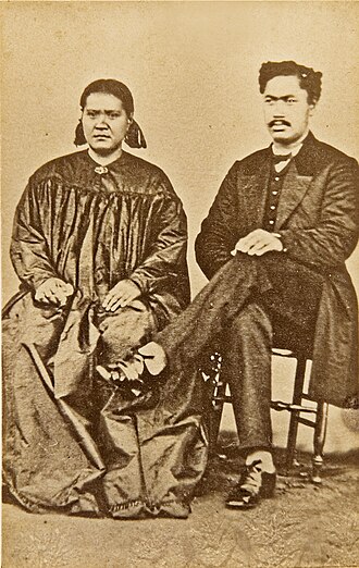 Reina de la isla de Bora Bora y su marido en 1870
