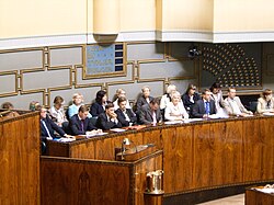 Gabinete Vanhanen II en una sesión del Parlamento finlandés en 2007