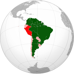 Mapa político de los Estados miembros y estados con participación suspendida de la Unasur