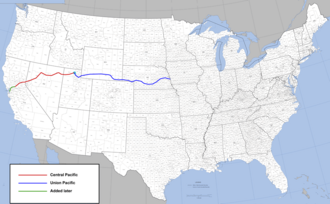 Recorrido del primer ferrocarril transcontinental estadounidense