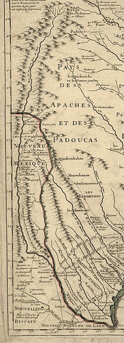 Mapa histórico del Río del Norte de 1718