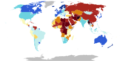 Mapa mundial del Índice de Democracia en 2023 mostrando variaciones geográficas en los regímenes políticos.