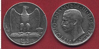 Moneda de cinco liras de 1925