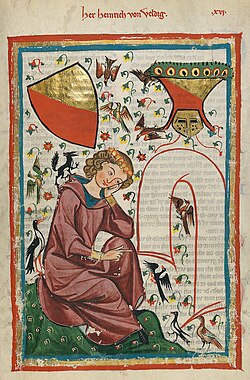 Heinrich von Veldeke representado en el Codex Manesse de alrededor de 1300