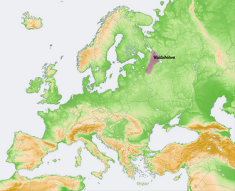 Mapa de localización de la Meseta de Valdái en Rusia