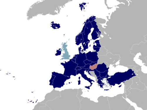 Mapa geopolítico de Europa señalando los países adheridos al programa Erasmus