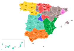Mapa provincial de prefijos españoles