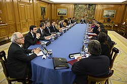 El rey Felipe VI presidiendo un Consejo de Ministros en 2020