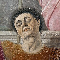 Detalle del fresco de La resurrección en el Museo Civico de Sansepolcro