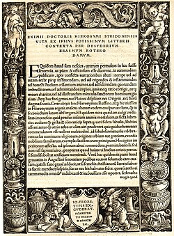 Portada de los Escritos de San Jerónimo editados por Erasmo