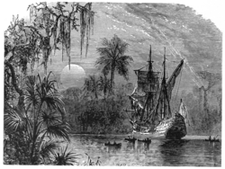 Expedición de Ponce de León en Florida, grabado histórico