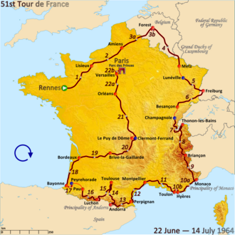 Detalle gráfico del Tour de Francia 1964