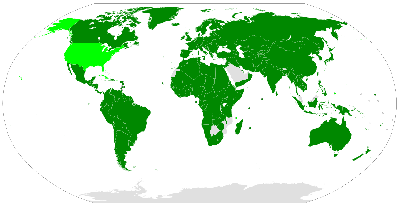 Mapa mundial que muestra el estado de ratificación del Pacto Internacional de Derechos Económicos, Sociales y Culturales