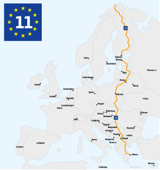 Esquema general de la ruta EuroVelo 11