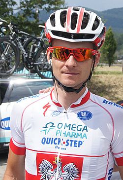 Michał Gołaś vistiendo indumentaria ciclista
