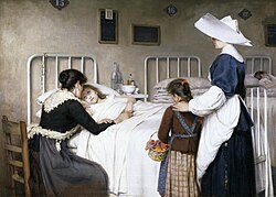 Pintura de una visita médica en un hospital