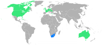 Mapa de los países participantes en San Luis 1904