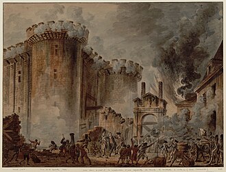 Acuarela sobre la toma de la Bastilla en 1789 por Jean-Pierre Houël