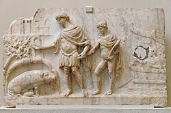 Relieve romano de Eneas guiando a Ascanio
