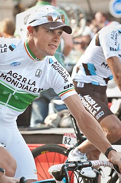 Nicolas Roche vistiendo el maillot de campeón de Irlanda