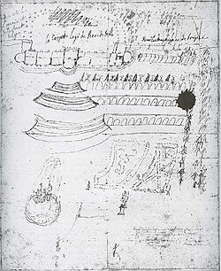 Boceto de Sanssouci realizado por Federico II