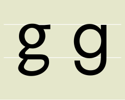 Variantes tipográficas de la g minúscula