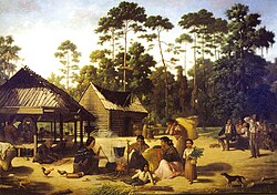 Poblado Choctaw pintado por Francois Bernard