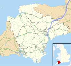 Mapa de localización de Exeter en Devon