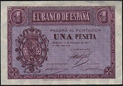Billete emitido por el bando sublevado