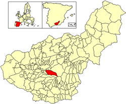 Extensión del municipio en la provincia de Granada