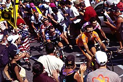 Haimar Zubeldia liderando un grupo en el Tour de Francia