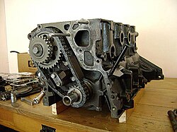 Cadena de distribución en un motor OHV Toyota