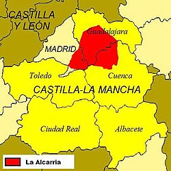 Mapa de la extensión aproximada de La Alcarria