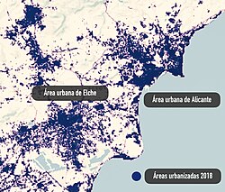 Infografía de zonas urbanizadas CNIG Corine Land Cover