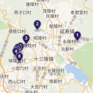 Mapa detallado del área de las Tumbas Ming