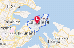 Plano geográfico de localización de La Valeta en Malta.